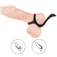 Cock Ring 3 in 1 Ultra Soft for Erection Enhancing with Taint Teaser Black